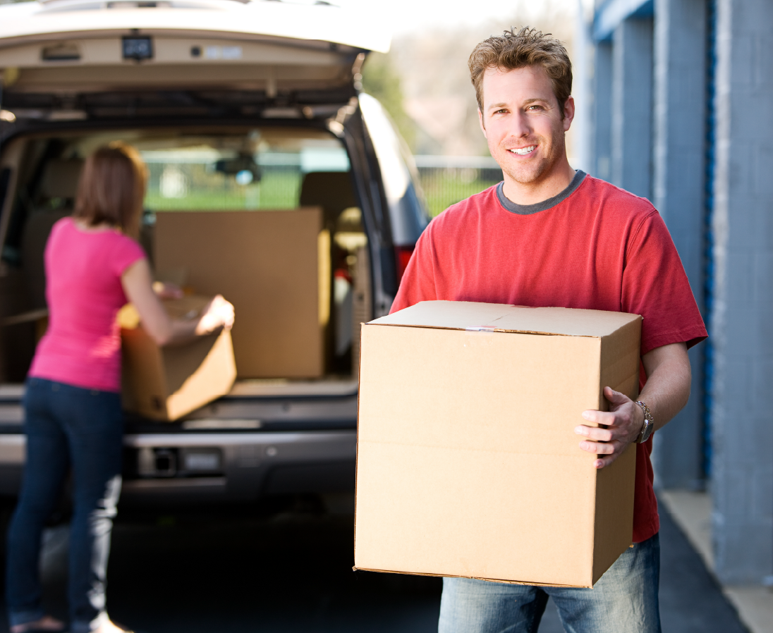 Man with box-01 Self Storage in Lansford, PA